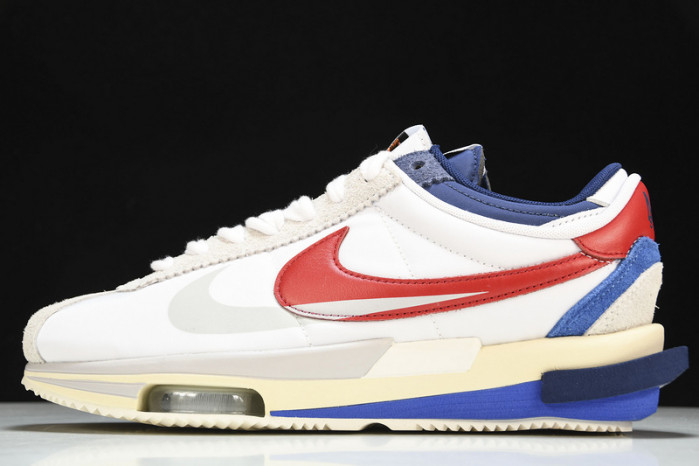 sacai x nike cortez white red navy blue dq0581-100