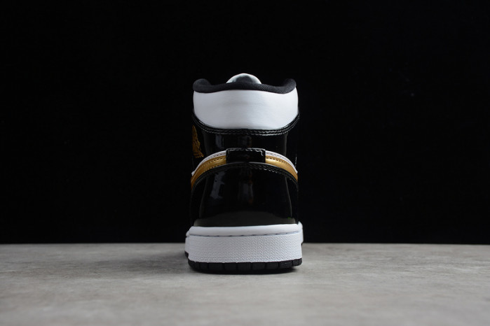 air jordan 1 mid patent black white gold 852542-007